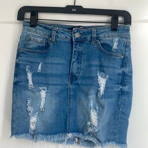 Wax Jean Skirt, Distressed Jean, Small